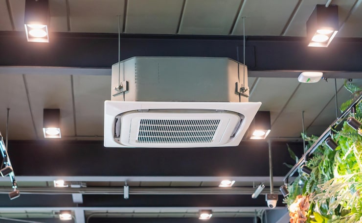 modern-ceiling-mounted-cassette-type-air-conditioning-system-coffee-shop